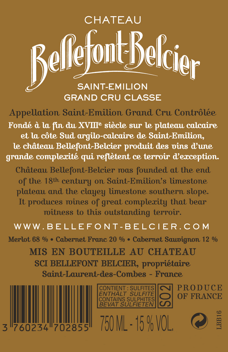 Château Bellefont Belcier AOC Saint-Emilion Grand Cru Red 2015