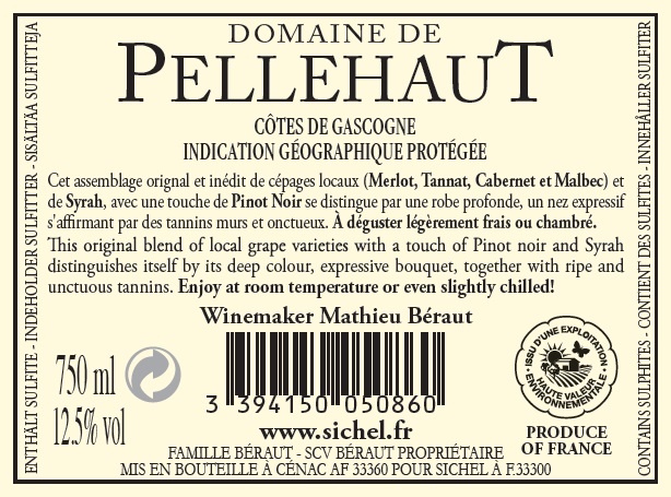 Domaine de Pellehaut Harmonie de Gascogne IGP Côtes de Gascogne Rot 2018