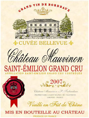 Château Mauvinon Cuvée Bellevue AOC Saint Emilion Grand Cru Rot 2007