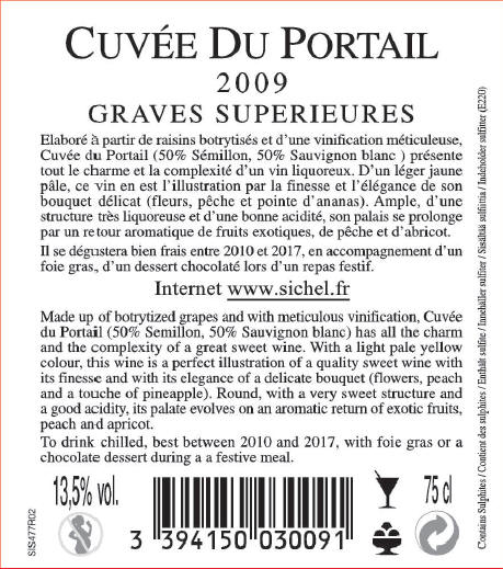 Château Menota Cuvée du Portail AOC Graves Supérieures Blanco dulce sm