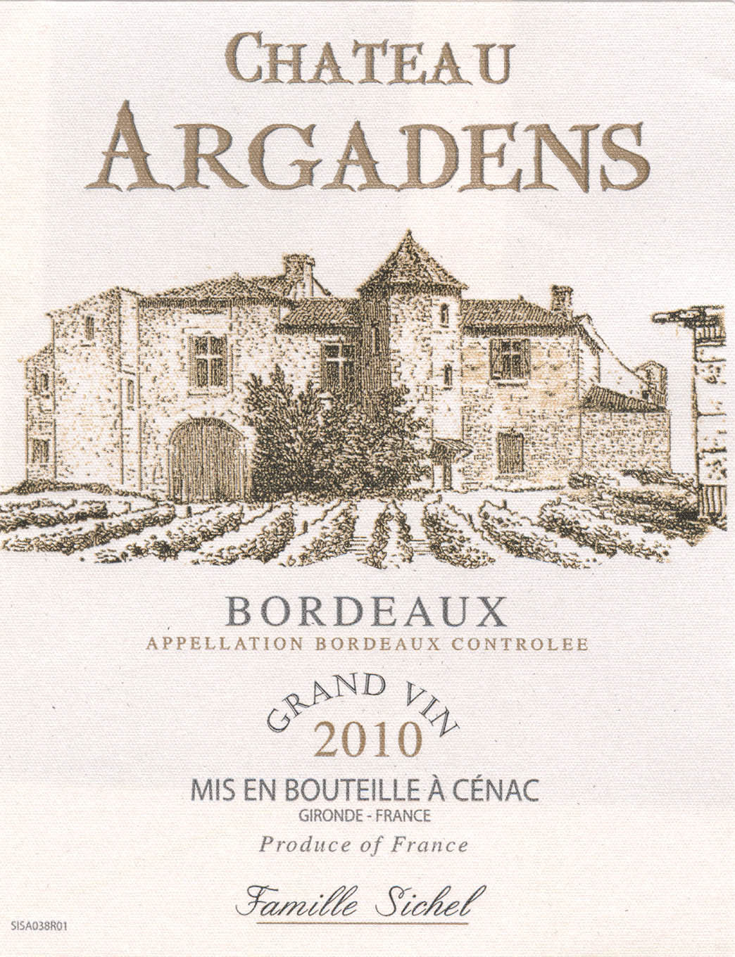 샤토 아가든스 Château Argadens AOC 보르도 Bordeaux  화이트White 2010