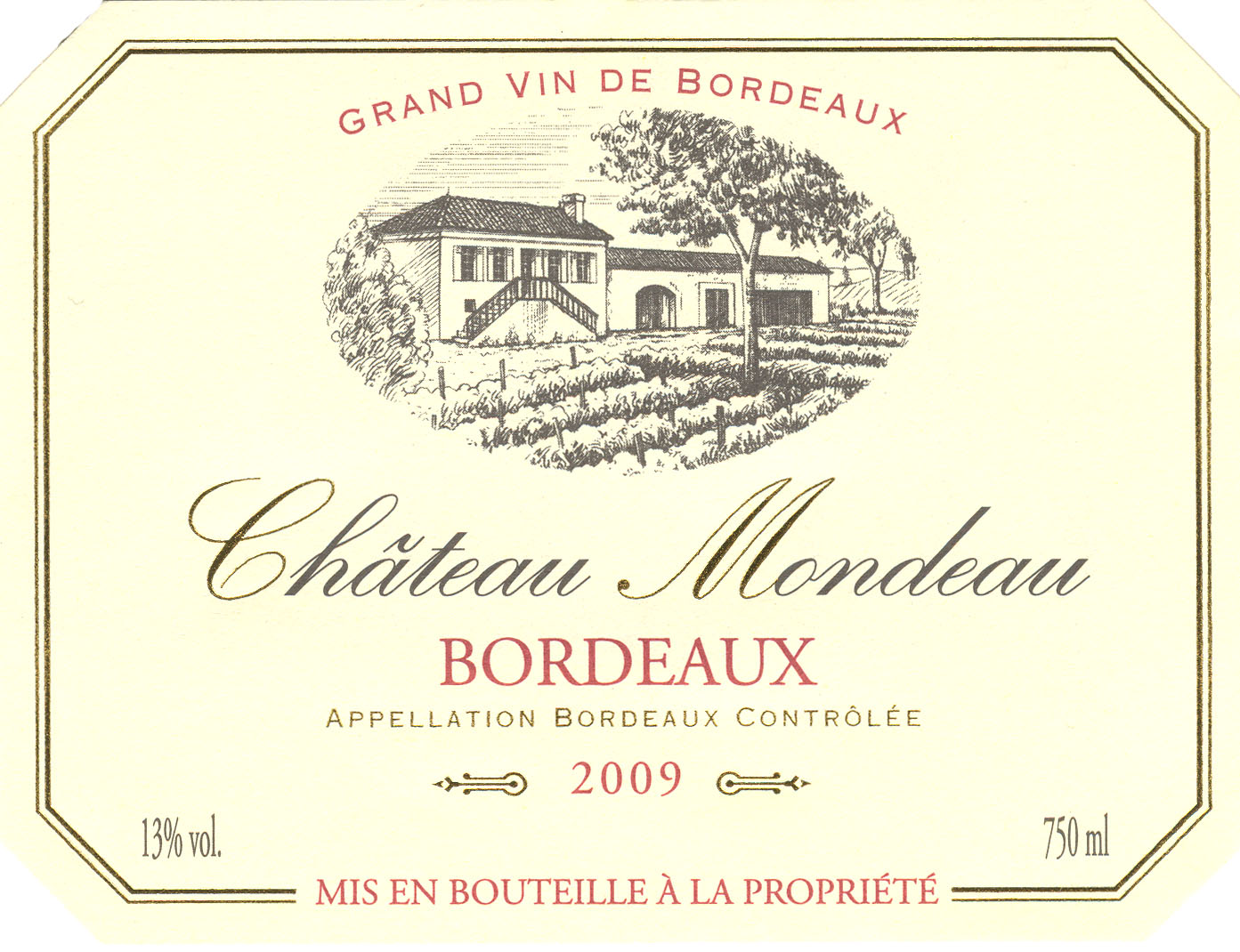 Château Mondeau AOC BORDEAUX ROUGE Tinto sm