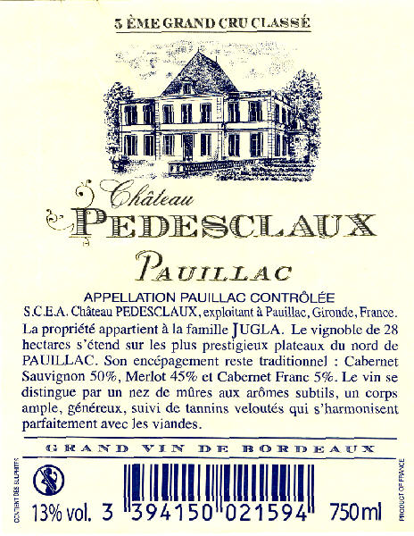 Château Pédesclaux AOC Pauillac Tinto sm