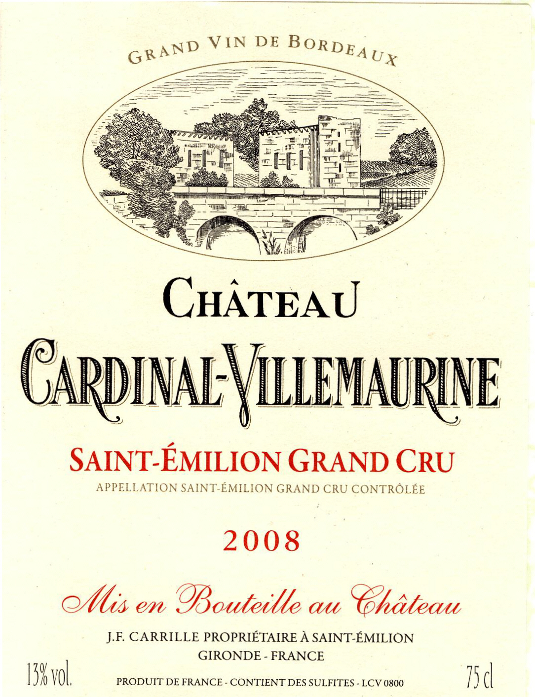 Château Cardinal-Villemaurine AOC SAINT-ÉMILION GRAND CRU  Tinto sm