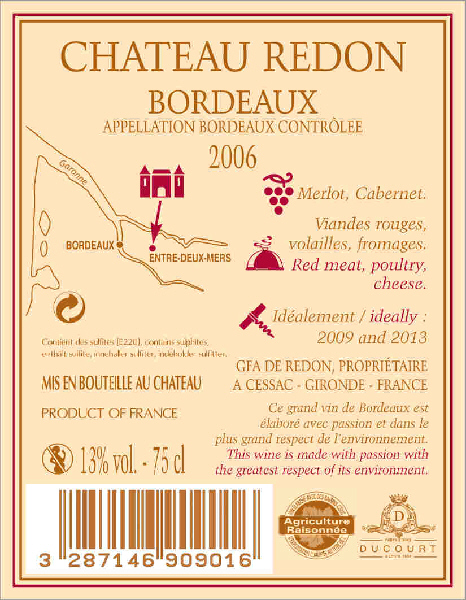 Château Redon AOC Bordeaux Tinto sm