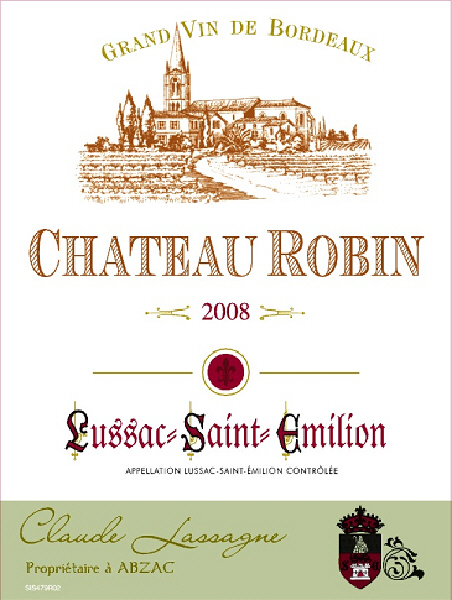 Château Robin（罗宾酒庄） AOC 吕萨克－圣埃米利永（Lussac Saint-Emilion） 红葡萄酒 2008