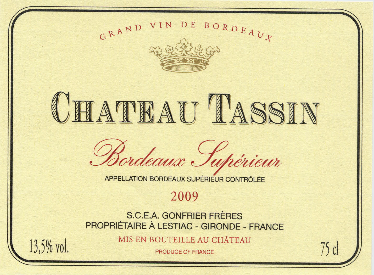 Château Tassin AOC Bordeaux Supérieur Tinto sm