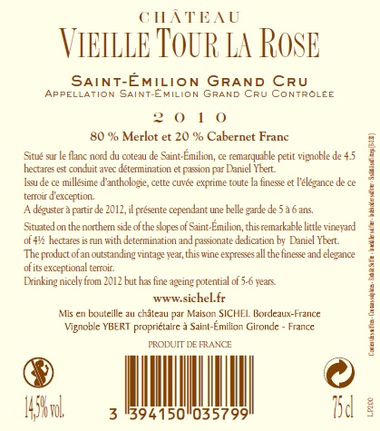 Château Vieille Tour La Rose AOC Saint Emilion Grand Cru Tinto sm