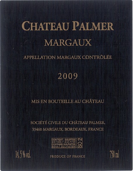 Château Palmer AOC Margaux Rouge 2009