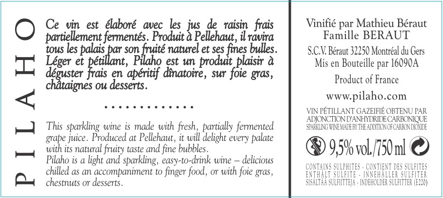 Pilaho - Le pétillant de Pellehaut  SIGP Vin Mousseux White sm