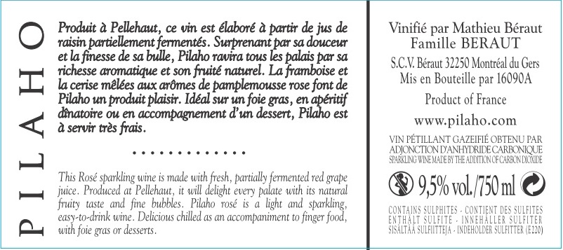 Pilaho - ピラオ／ドメーヌ・ド・ペルオーの発泡酒  SIGP Vin Mousseux ロゼ　Rosé sm
