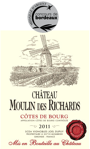Château Moulin des Richards  AOC Côtes de Bourg Rouge 2011