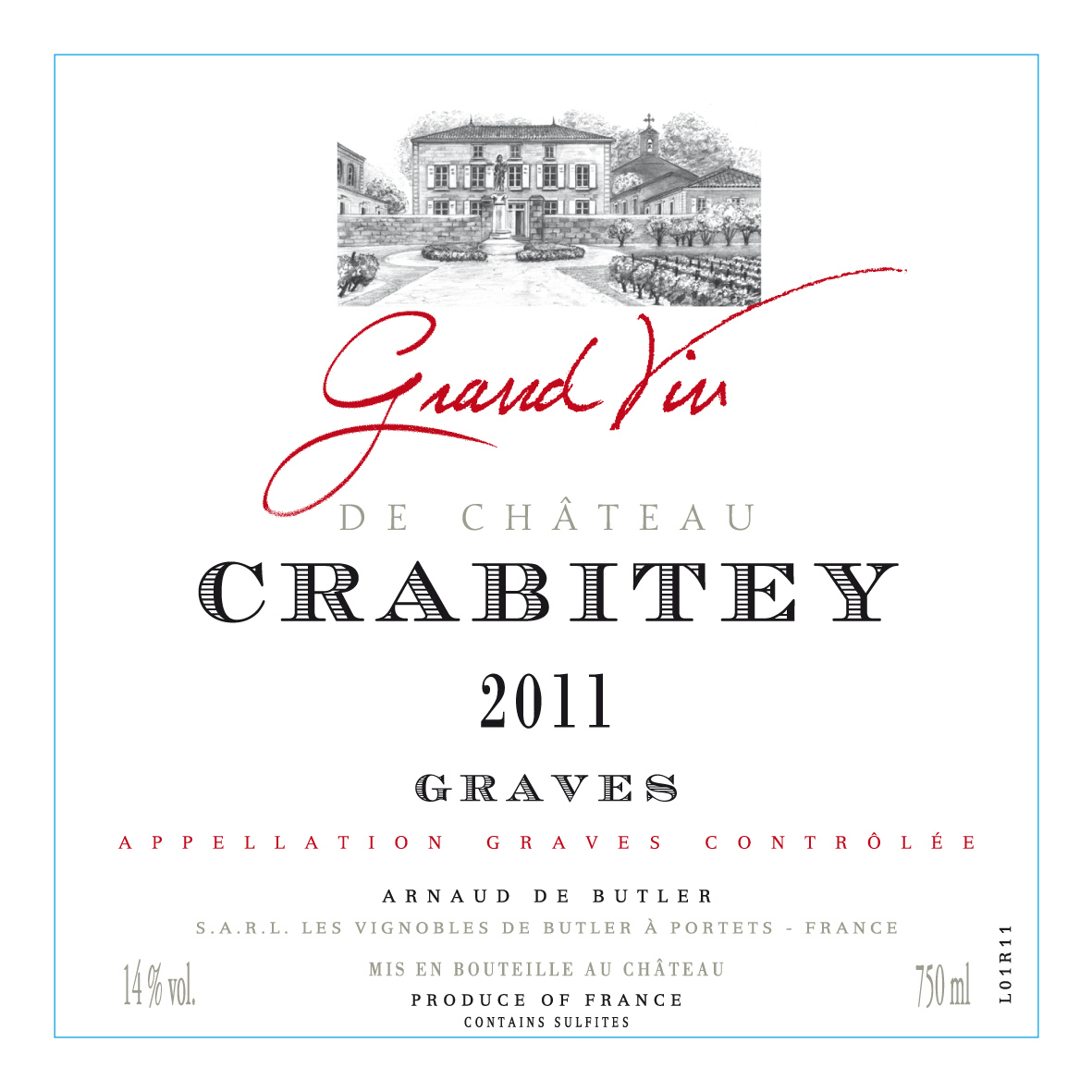 Château Crabitey シャトー・クラビテイ AOC グラーヴ 赤ワイン Red 2011