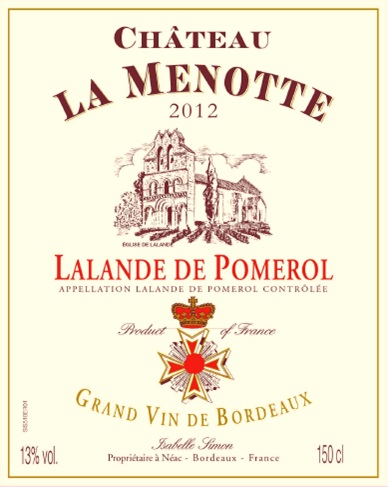 Château La Menotte（拉莫诺酒庄） AOC 拉朗德-波美侯（Lalande de Pomerol） 红葡萄酒 2012