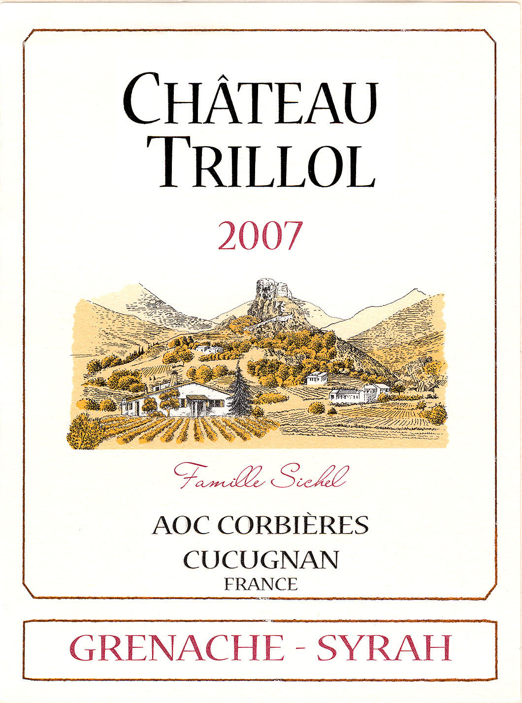 샤토 트리올(수출용)Château Trillol (export) AOC 코르비에르 Corbières 레드 Red 2007