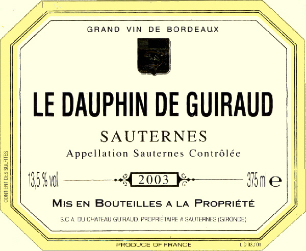 Le Dauphin de Guiraud AOC Sauternes Licoroso sm