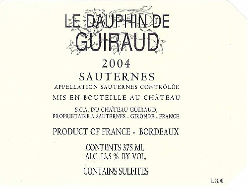 Le Dauphin de Guiraud AOC Sauternes Branco doce sm