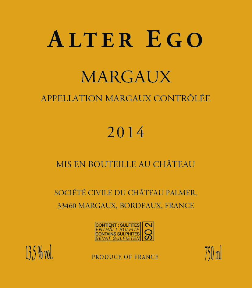 Alter Ego de Palmer AOC Margaux 红葡萄酒 2014