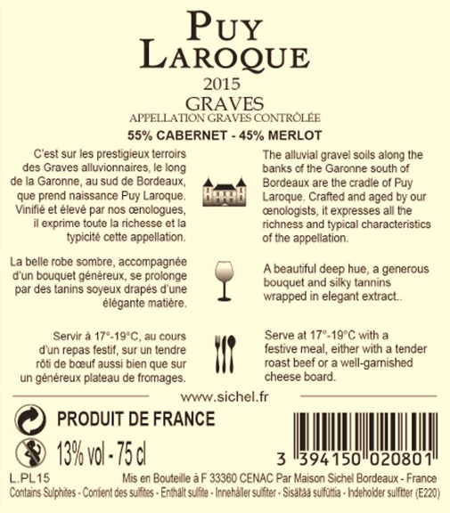 Puy Laroque AOC Graves Rouge 2015