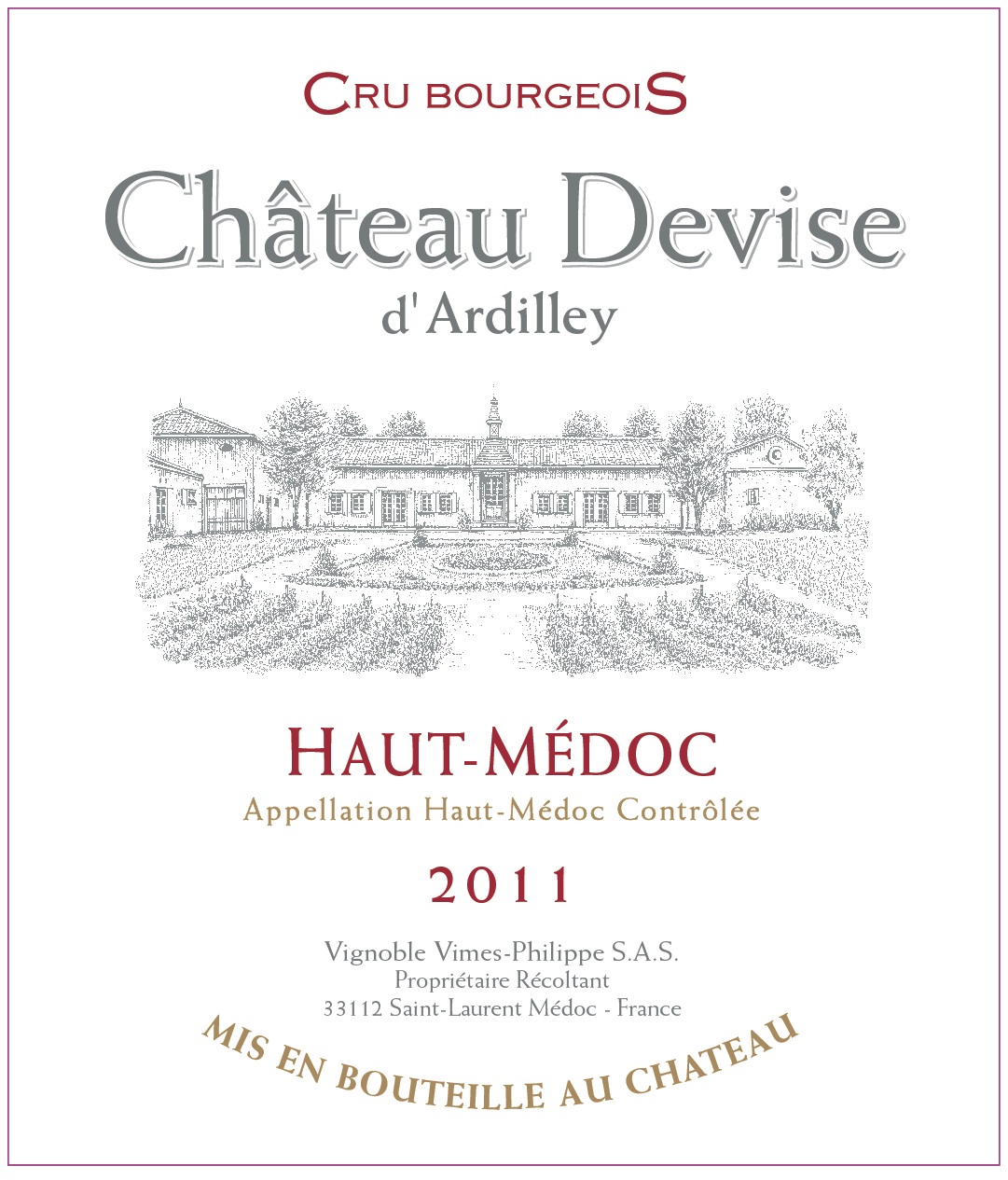 Château Devise D'Ardilley AOC Haut-Médoc Red 2011