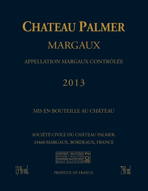 Château Palmer AOC Margaux Rouge 2013