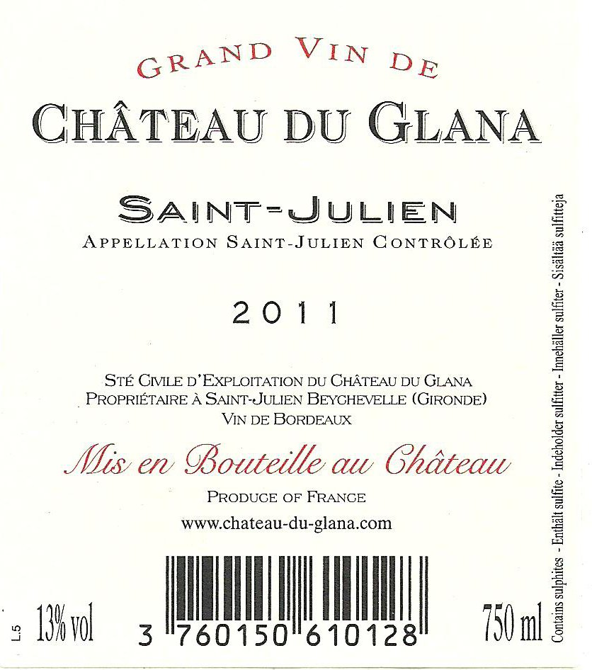 Château du Glana AOC Saint-Julien Rouge 2011