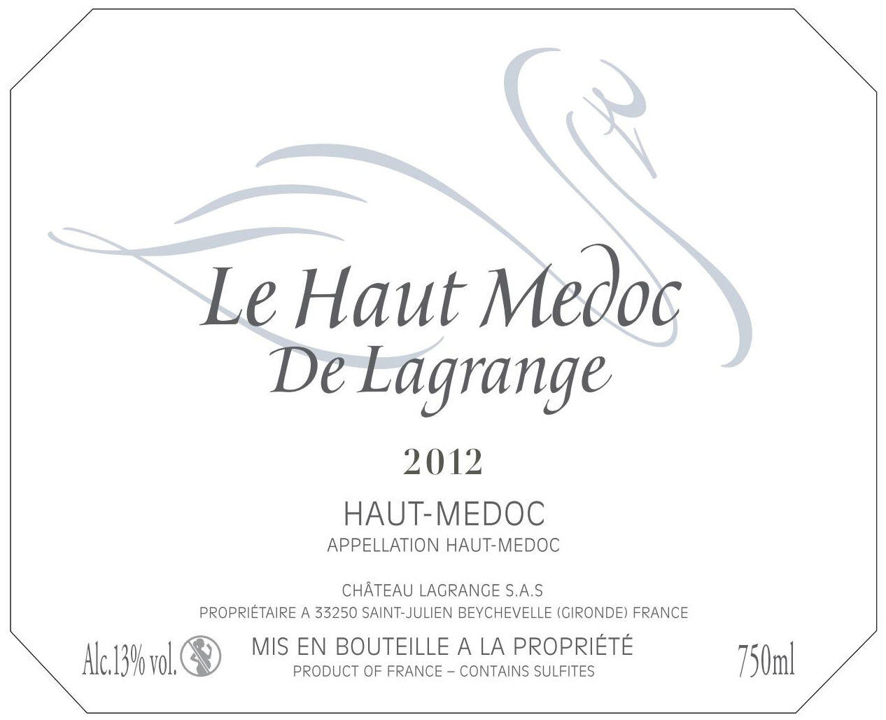 Haut Médoc de Lagrange (Le) AOC Haut-Médoc Rouge 2012