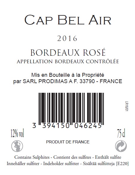 Cap Bel Air AOC Bordeaux Rosé 2016