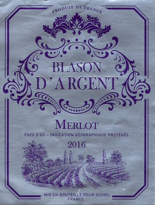 Blason d'Argent - Merlot （银宝殿 - 梅洛） IGP 奥克地区餐酒（Pays d'Oc） 红葡萄酒 2016