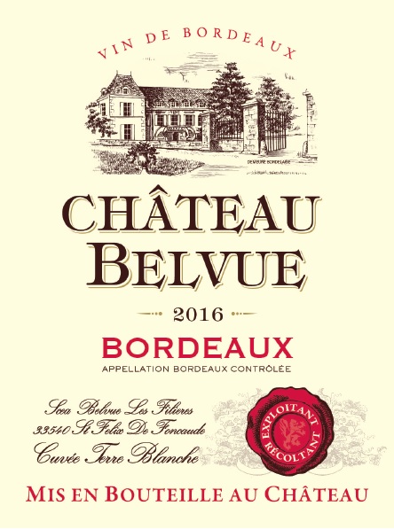 Château Belvue - Cuvée Terre Blanche - 美景堡-白色大地佳酿 AOC 波尔多干红 (Bordeaux) Red 2016