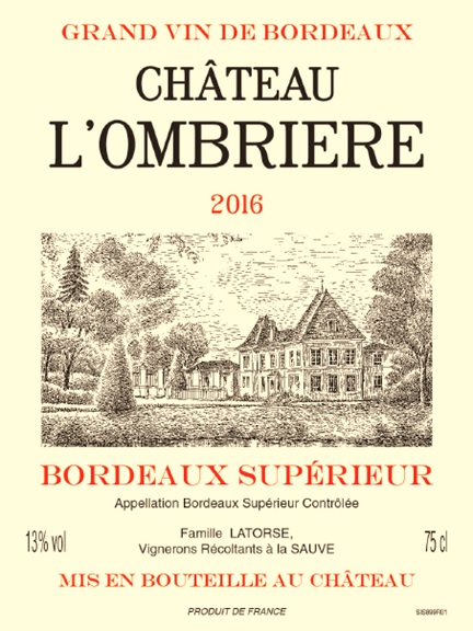 Château Ombrière (l') AOC Bordeaux Supérieur Rouge 2016