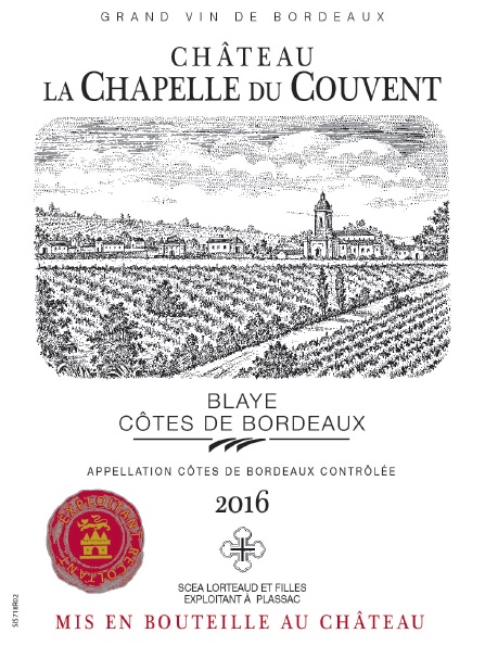 Château La Chapelle du Couvent（修道院小教堂酒庄） AOC 布拉伊-波尔多山坡（Blaye - Cotes de Bordeaux） 红葡萄酒-Red 2016