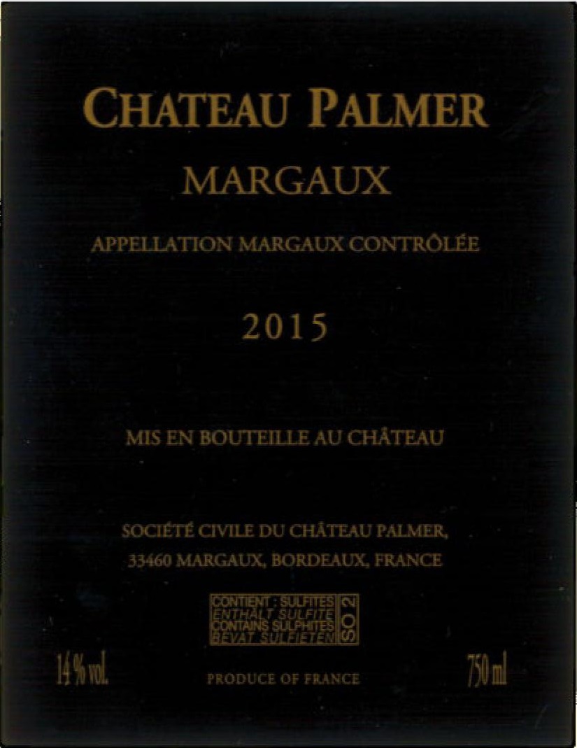 Château Palmer AOC Margaux Rouge 2015