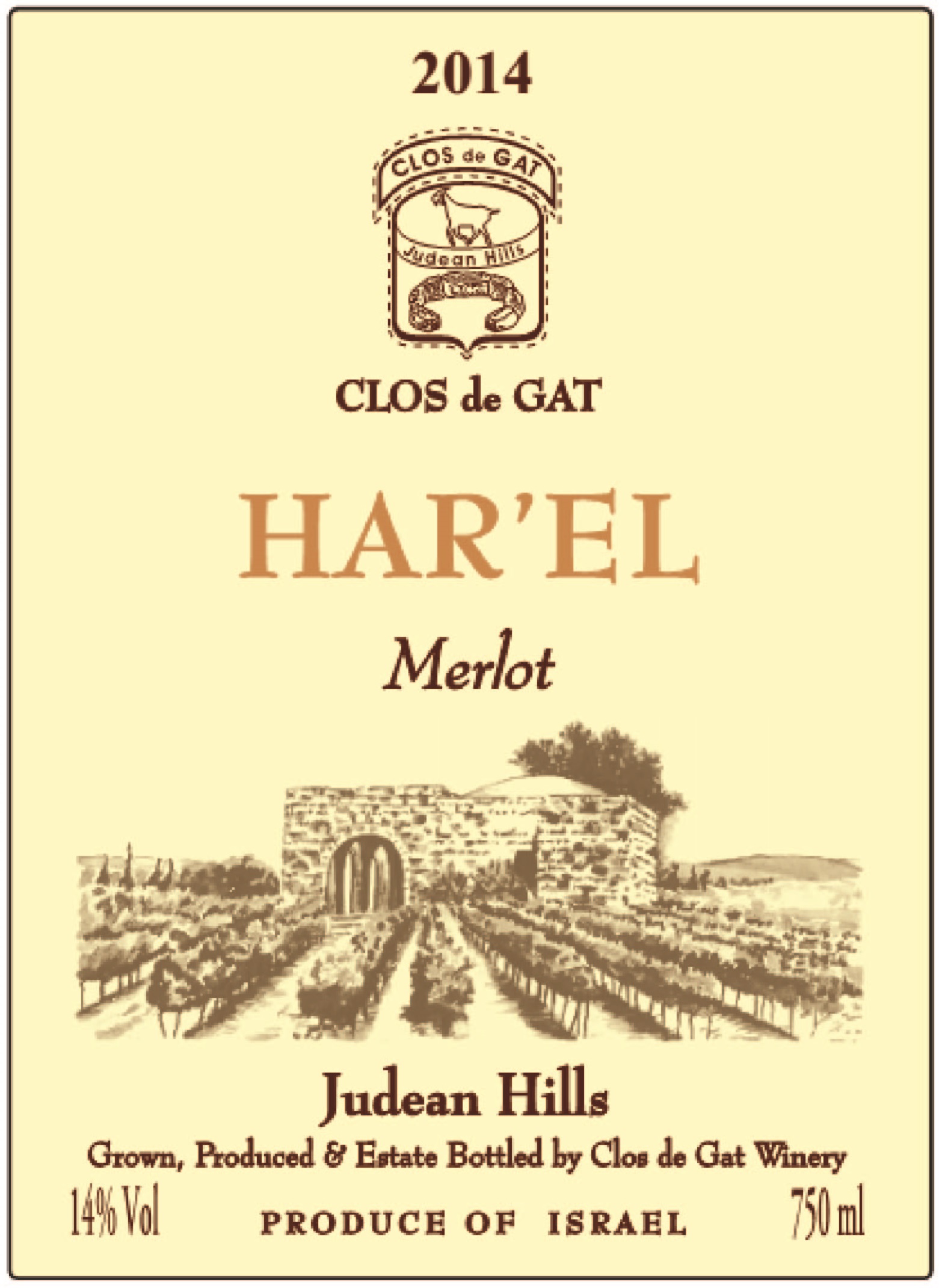 Clos de Gat - Har'el - Merlot  Wine from Israël Red 2014
