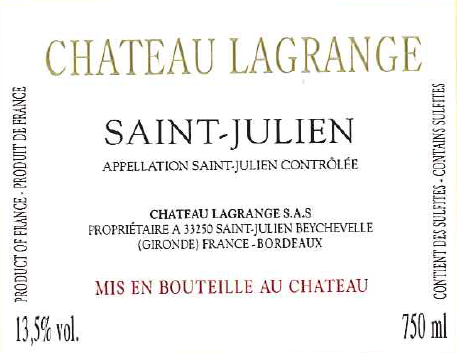 Château Lagrange AOC Saint-Julien Red 2010