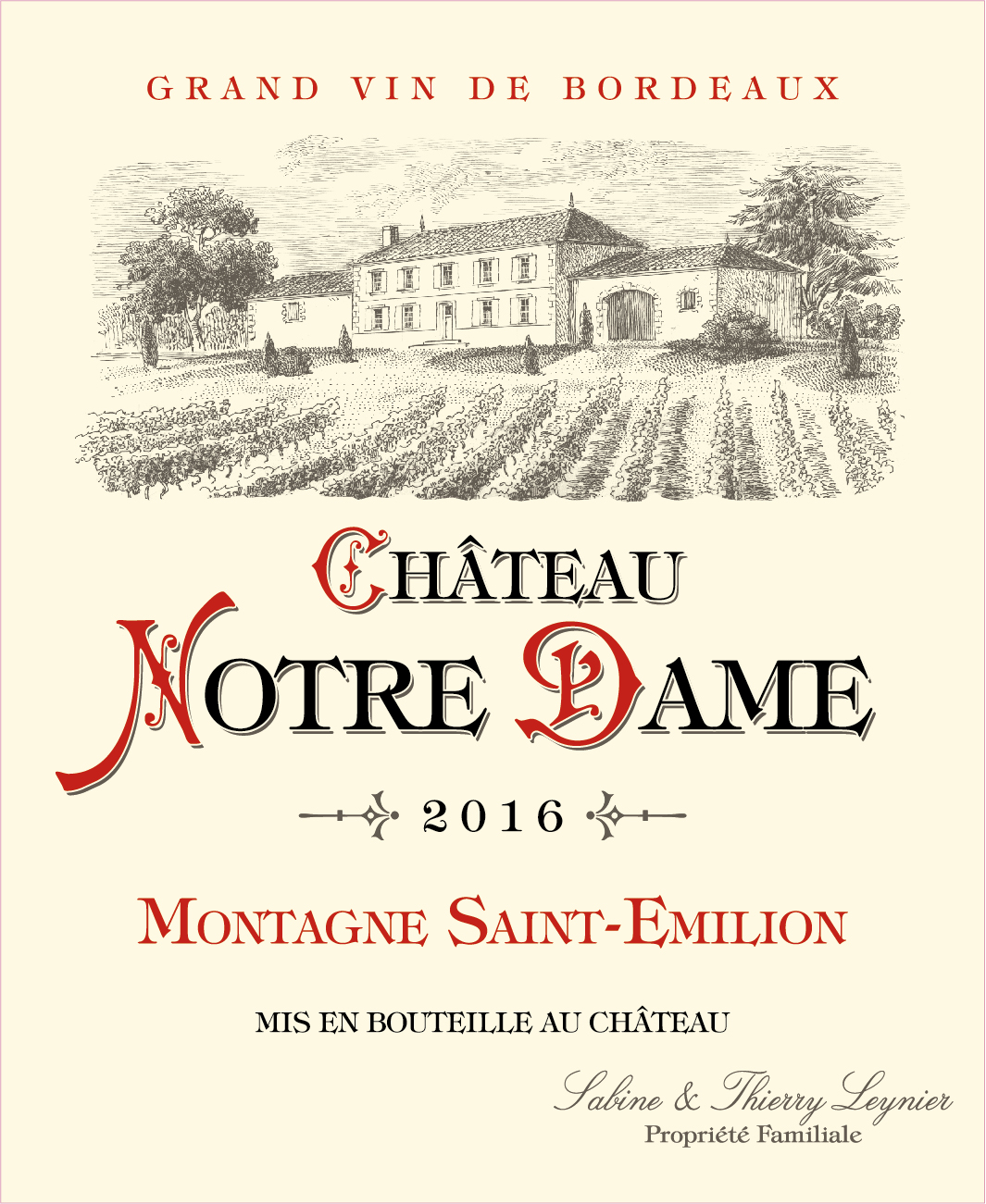 Château Notre Dame - Cuvée du Moulin AOC Montagne Saint Emilion Rouge 2016