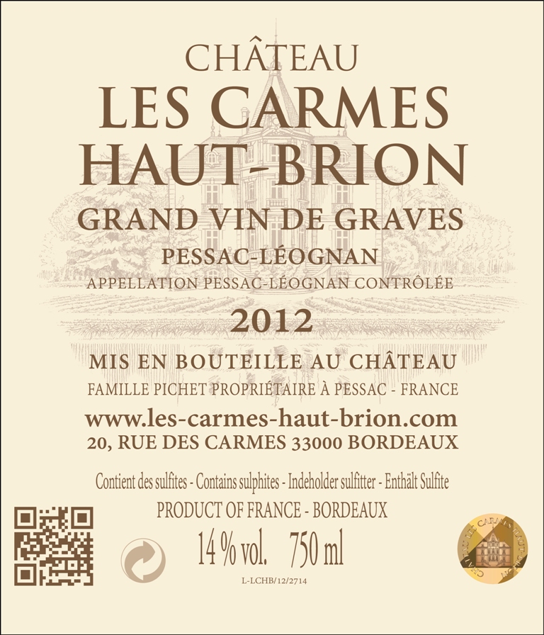 Château Carmes Haut-Brion (Les) AOC Pessac-Léognan Red 2012