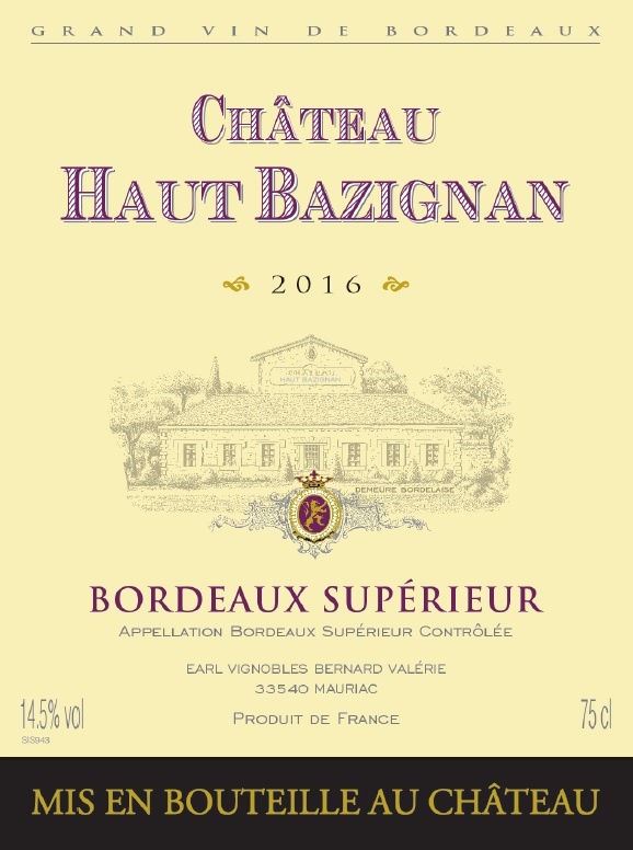 Château Haut Bazignan - Cuvée Prestige AOC Bordeaux Supérieur Red 2016