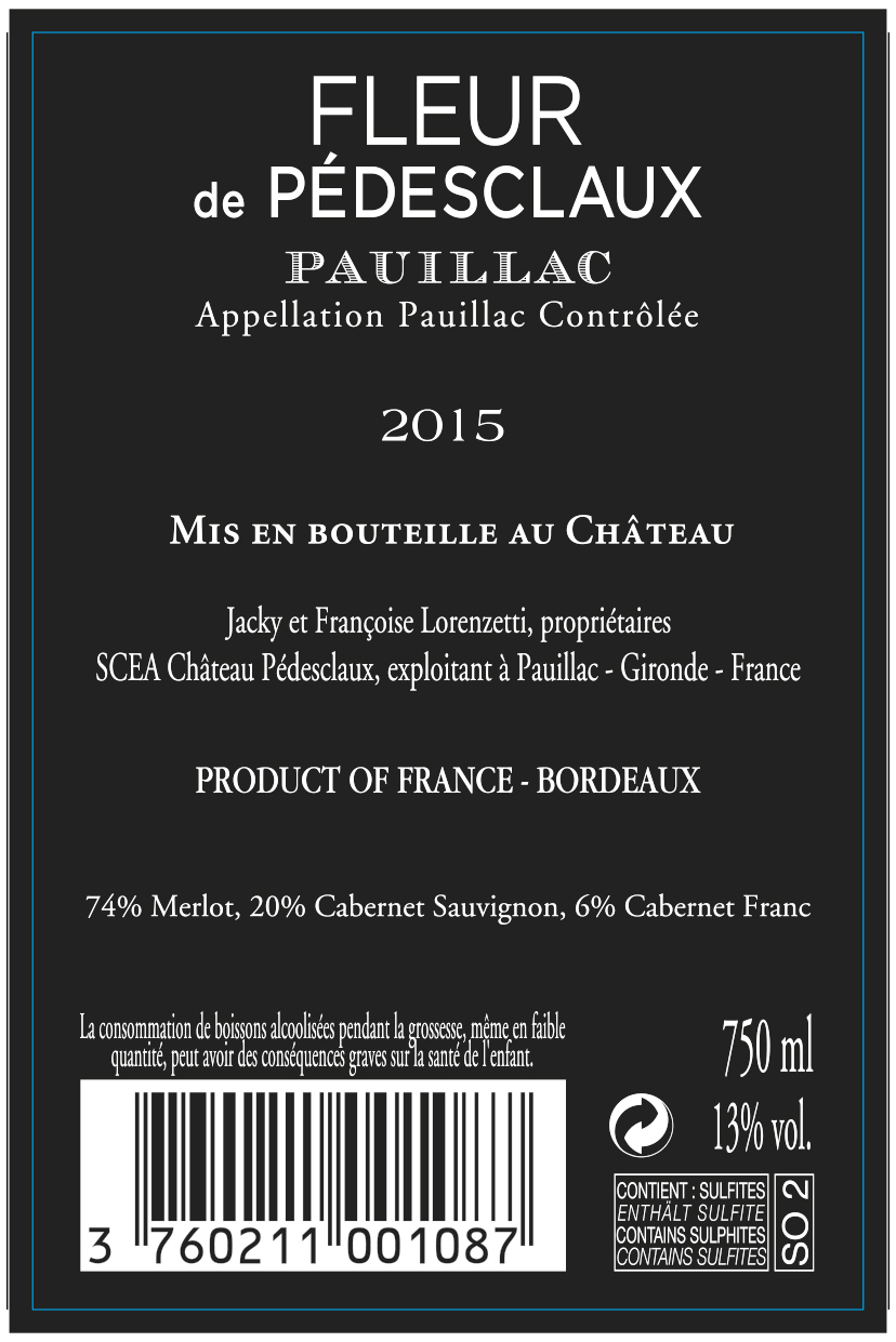Fleur de Pédesclaux AOC Pauillac Rouge 2015