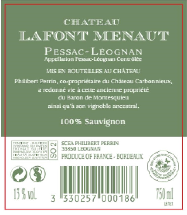 Château Lafont Menaut AOC Pessac-Léognan White 2018