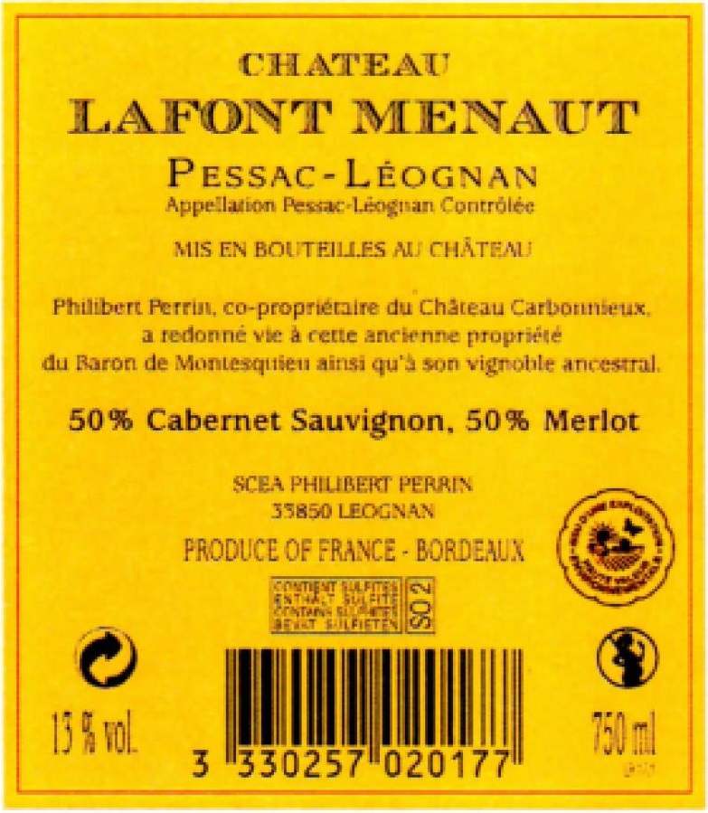 Château Lafont Menaut AOC Pessac-Léognan Rouge 2017