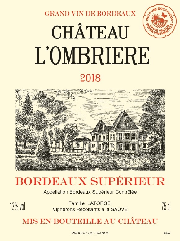 Château Ombrière (l') AOC Bordeaux Supérieur Rouge 2018