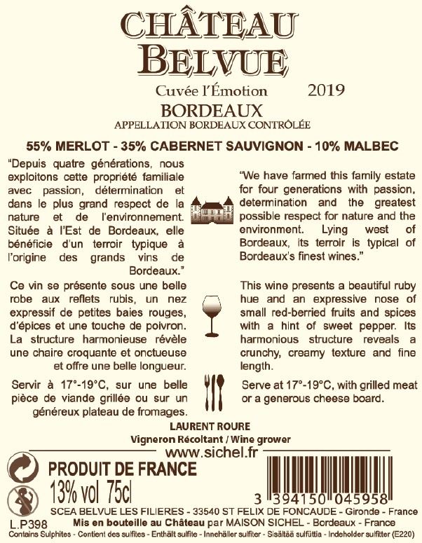 Château Belvue AOC Bordeaux Red 2019