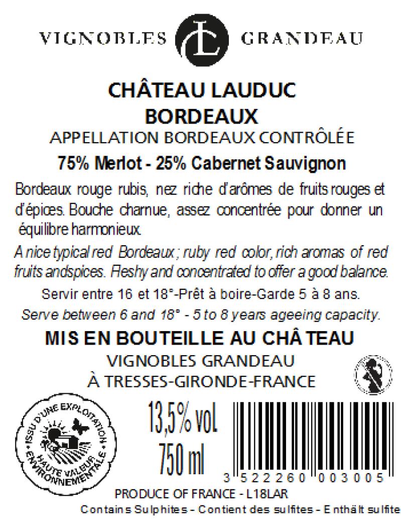 Château Lauduc Classic AOC Bordeaux Red 2018
