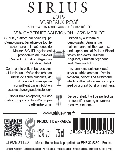 Sirius AOC Bordeaux Rosé 2019