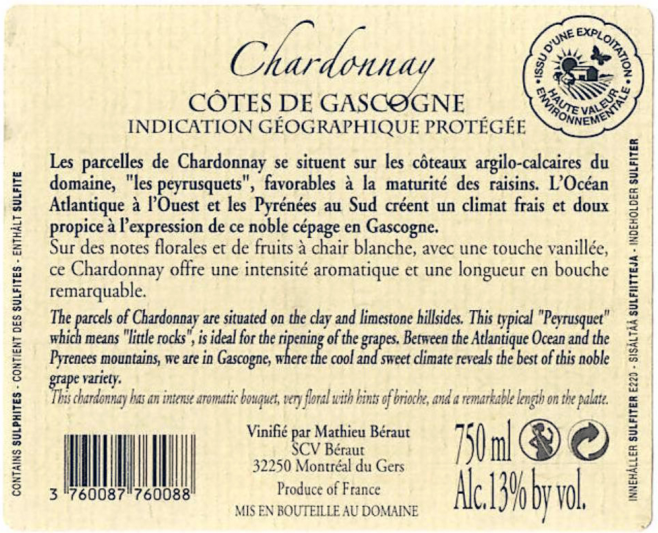 Domaine de Pellehaut Chardonnay IGP Côtes de Gascogne White 2019