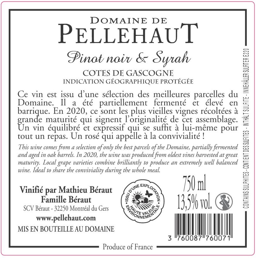 Domaine de Pellehaut Family Réserve Rosé IGP Côtes de Gascogne Rosé 2020