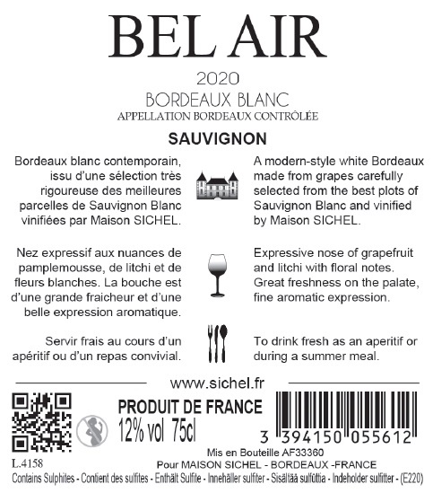 Bel Air AOC Bordeaux Blanc 2020
