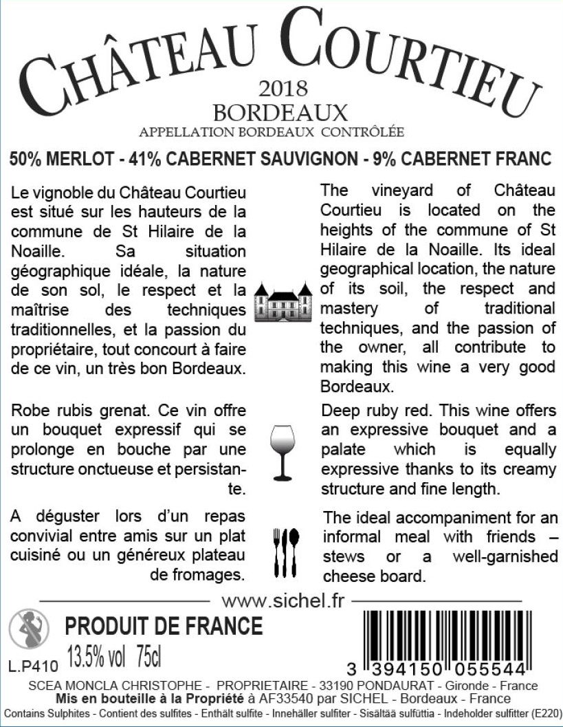 Château Courtieu AOC Bordeaux Rouge 2018