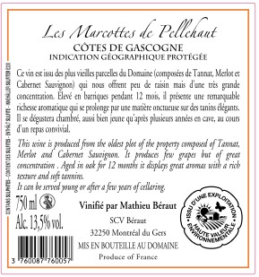 Domaine de Pellehaut Les Marcottes IGP Côtes de Gascogne Rouge 2019